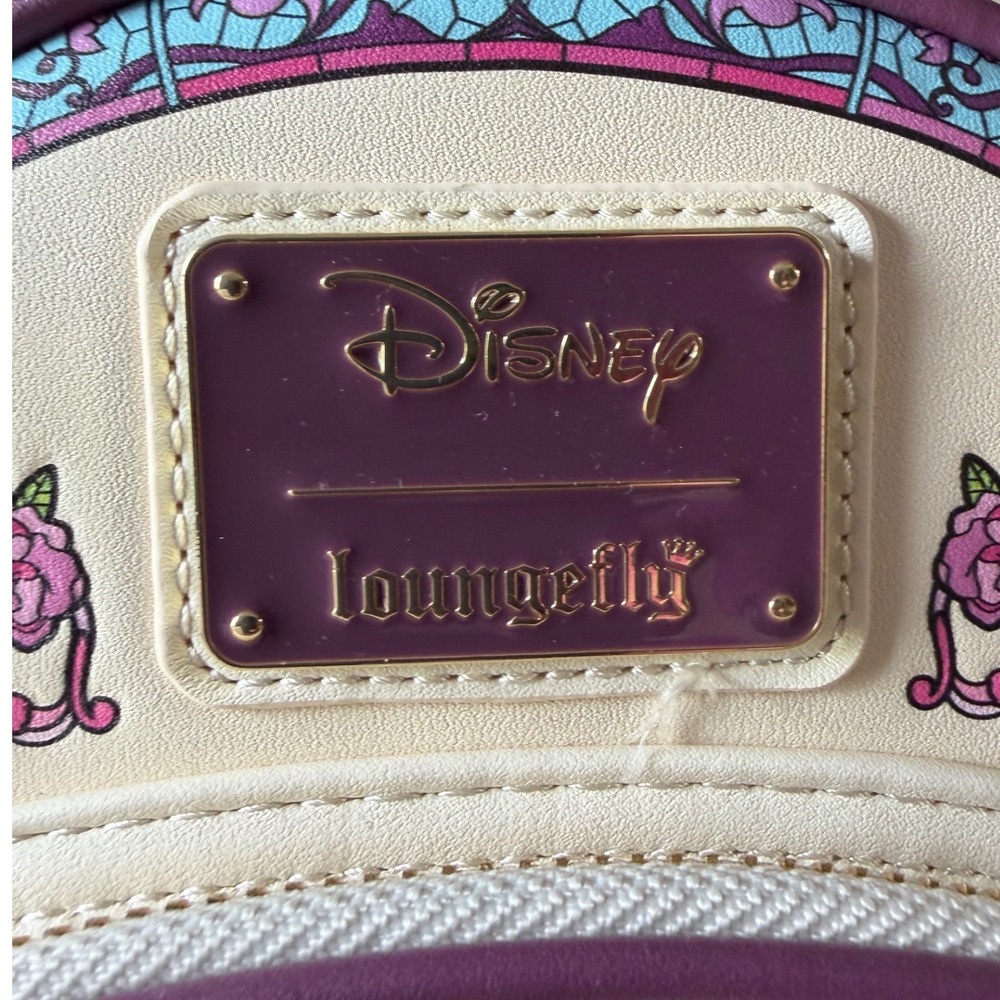Disney Loungefly Belle Stained Glass Mini Backpack Beauty and the Beast Cream - Picture 3 of 8